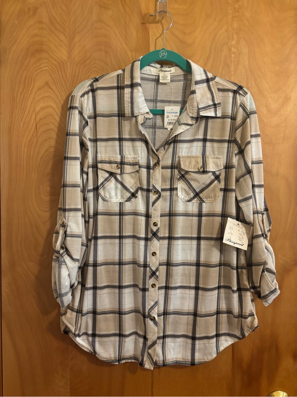 Passport Beige and Black Plaid Button-Down Shirt